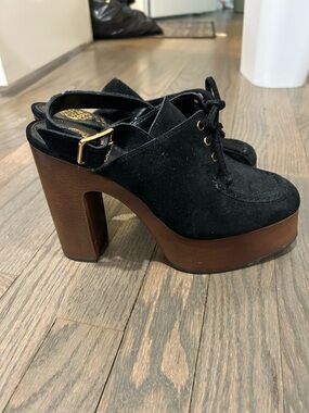 Black Suede Platform Slingback Heels